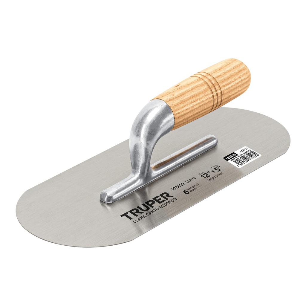 Llana canto redondo 12' x 5' con mango de madera, Truper
