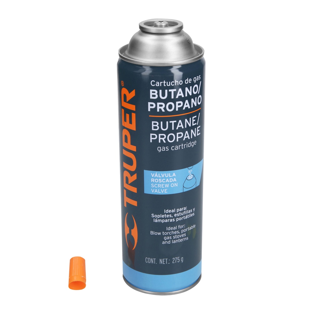 Lata de gas de 275 g con valvula roscada , Truper