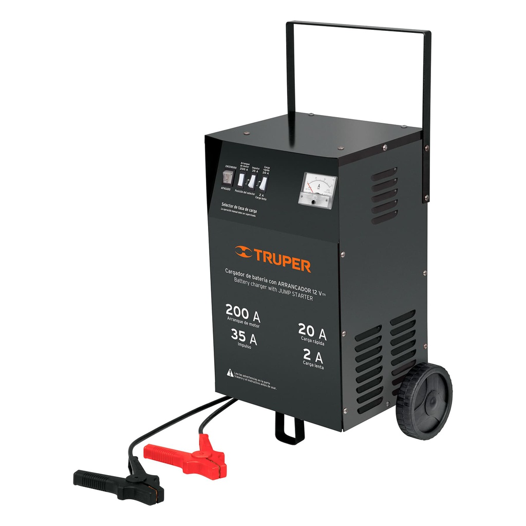 Cargador de 200 A para baterias de 12 V, con ruedas, Truper