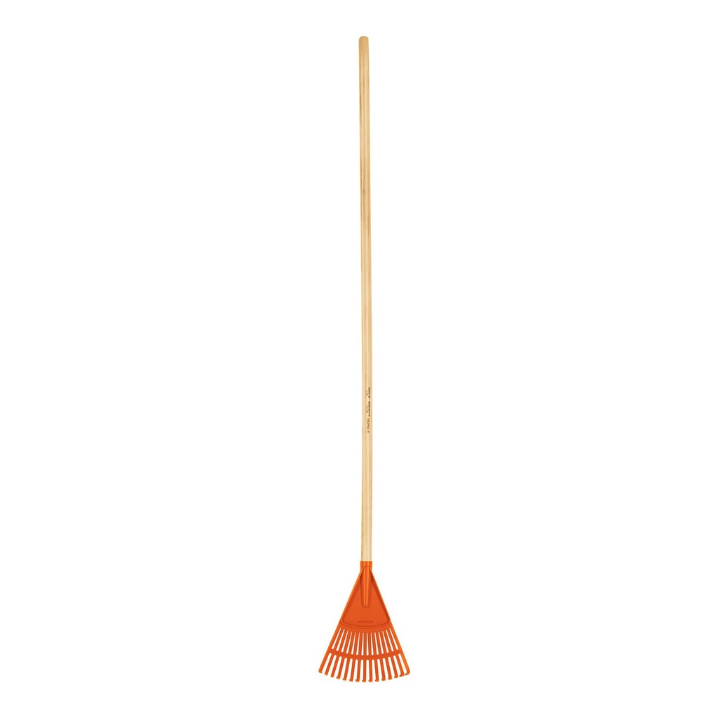 Escoba plastica para jardin, rigida, 15 dientes, mango 48'