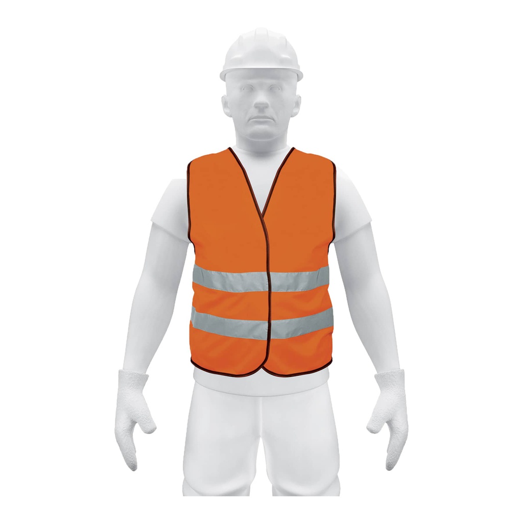 Chaleco de seguridad naranja con cintas de alta visibilidad
