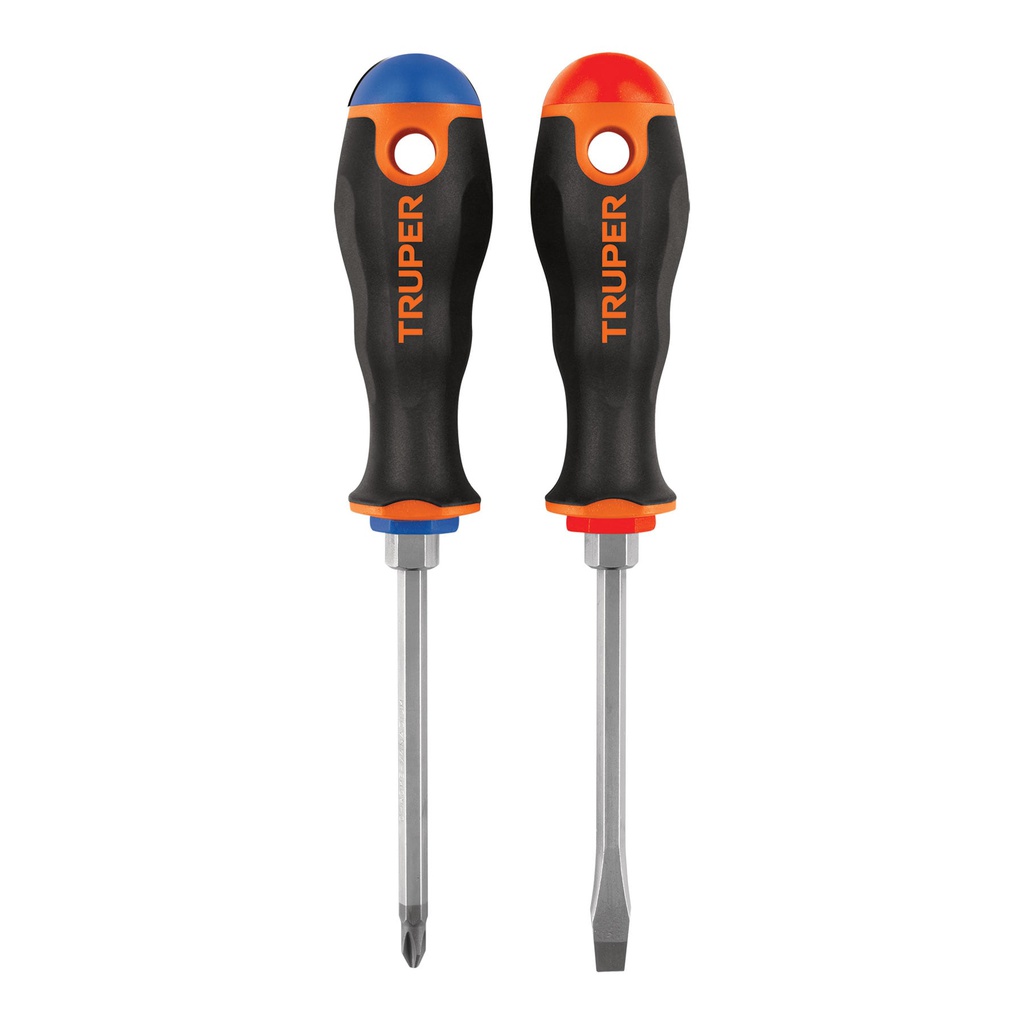 Duo de desarmadores 1/4' x 4' mango Comfort Grip, Truper