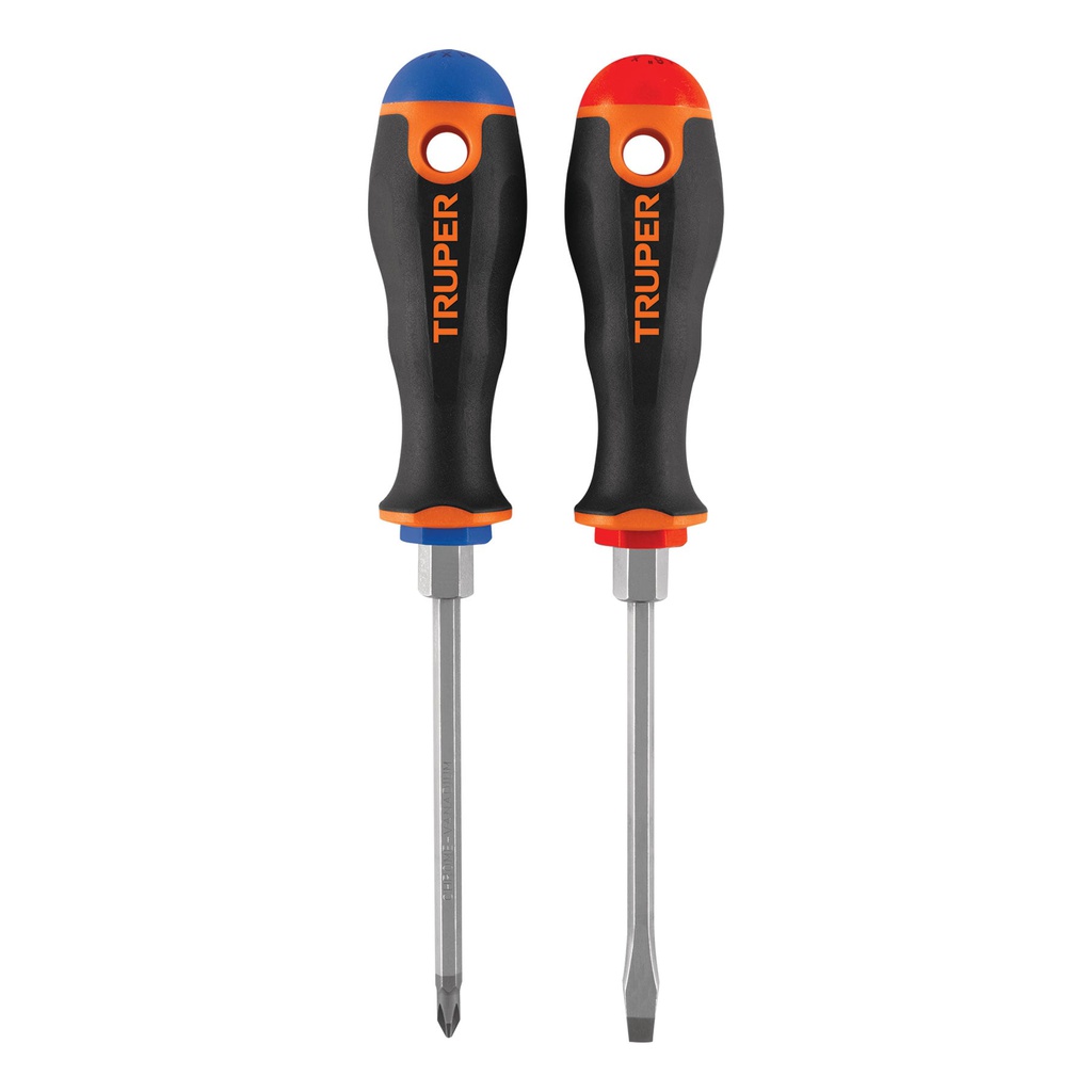 Duo de desarmadores 3/16' x 4' mango Comfort Grip, Truper