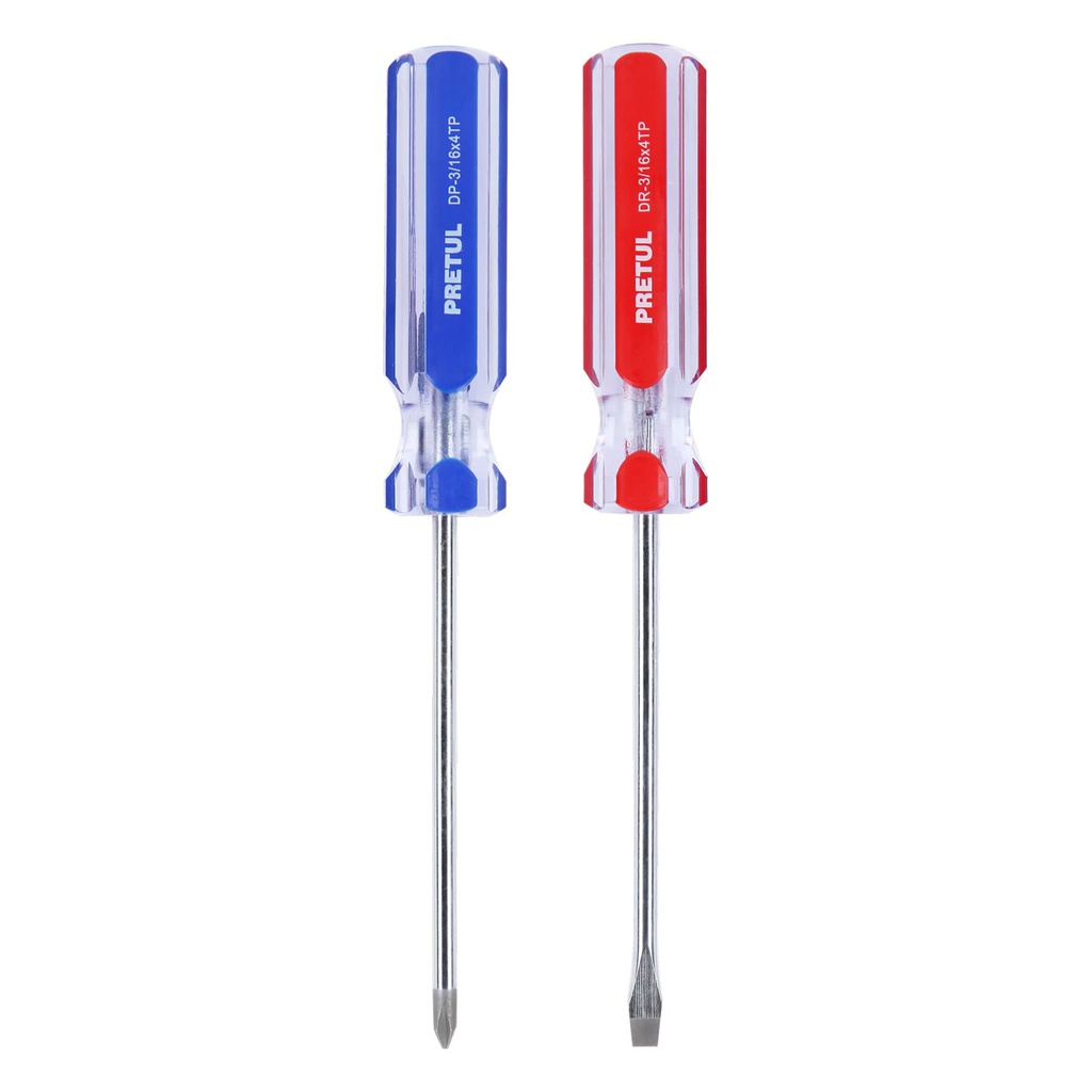 Duo de desarmadores 3/16 x 4' mango de PVC, Pretul