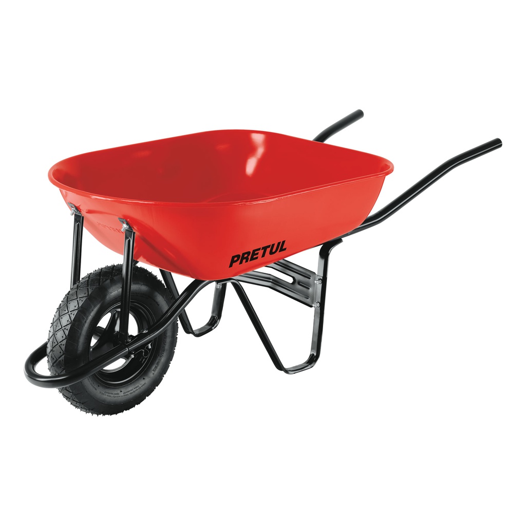 Carretilla 5.5 ft3 roja Neumatica, bastidor tubular, Pretul