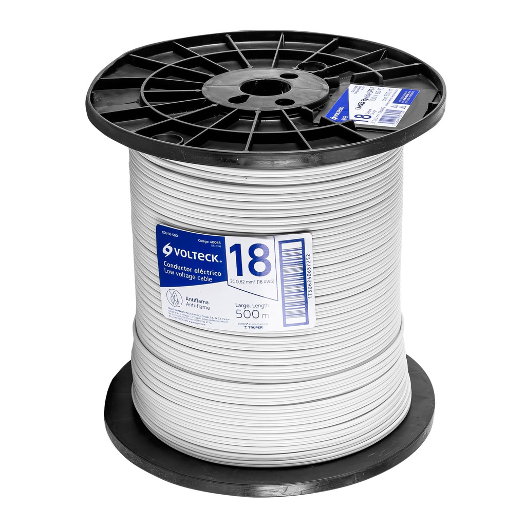 Metro de CABLE  duplex flexible SPT 18 AWG en carrete 500 m
