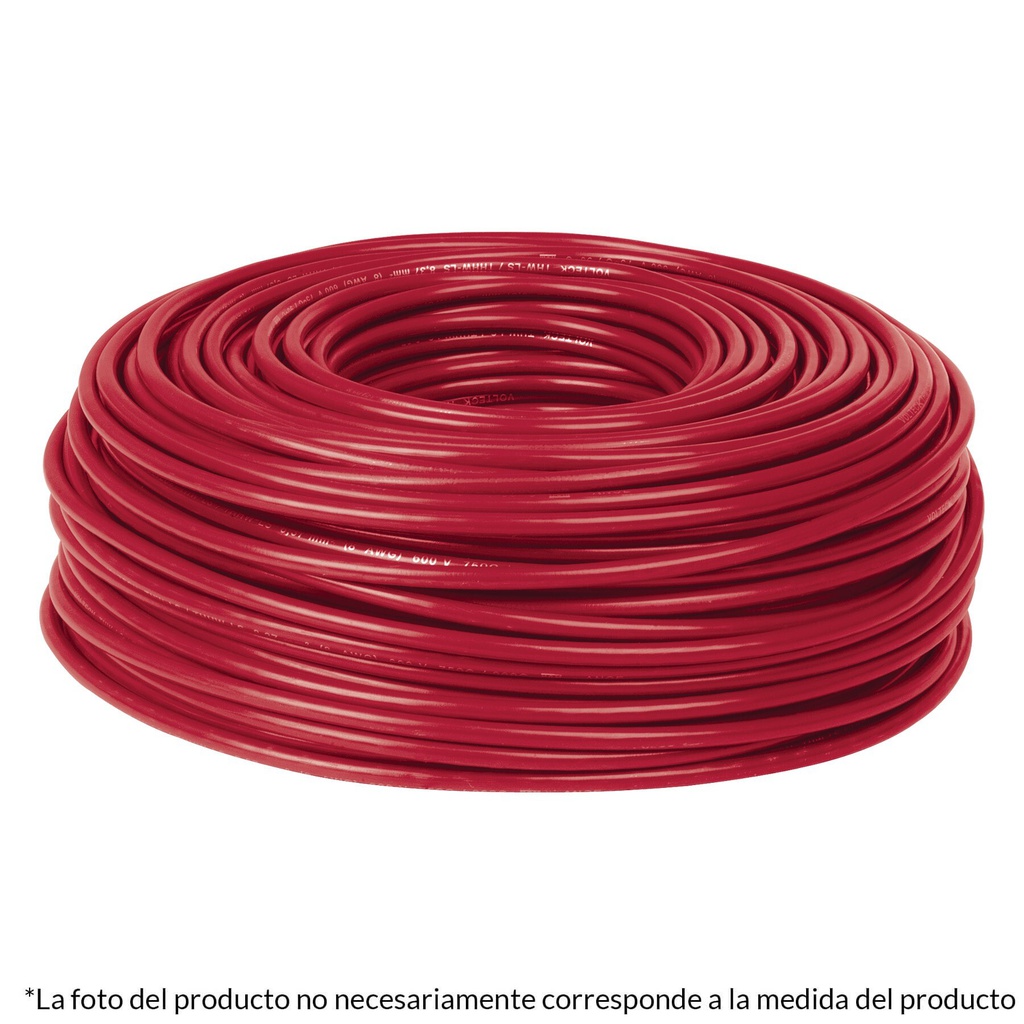 Rollo de 100 metros de cable THW CCA 14 AWG rojo, Basic