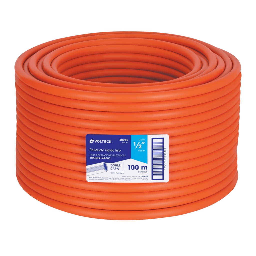 Metro de poliducto 1/2' rigido, rollo con 100 metros