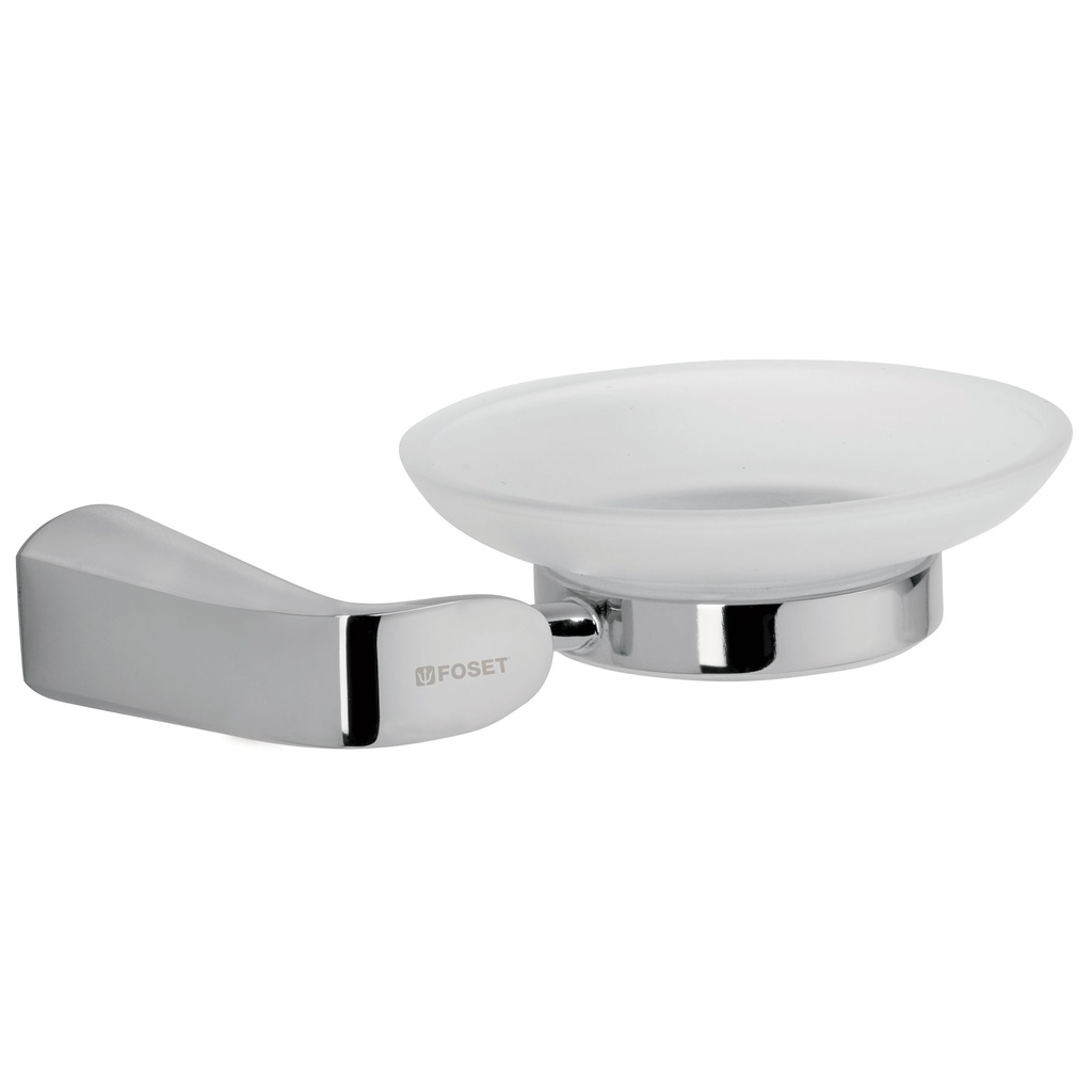 Jabonera de laton acabado cromo con plato de vidrio, Riviera