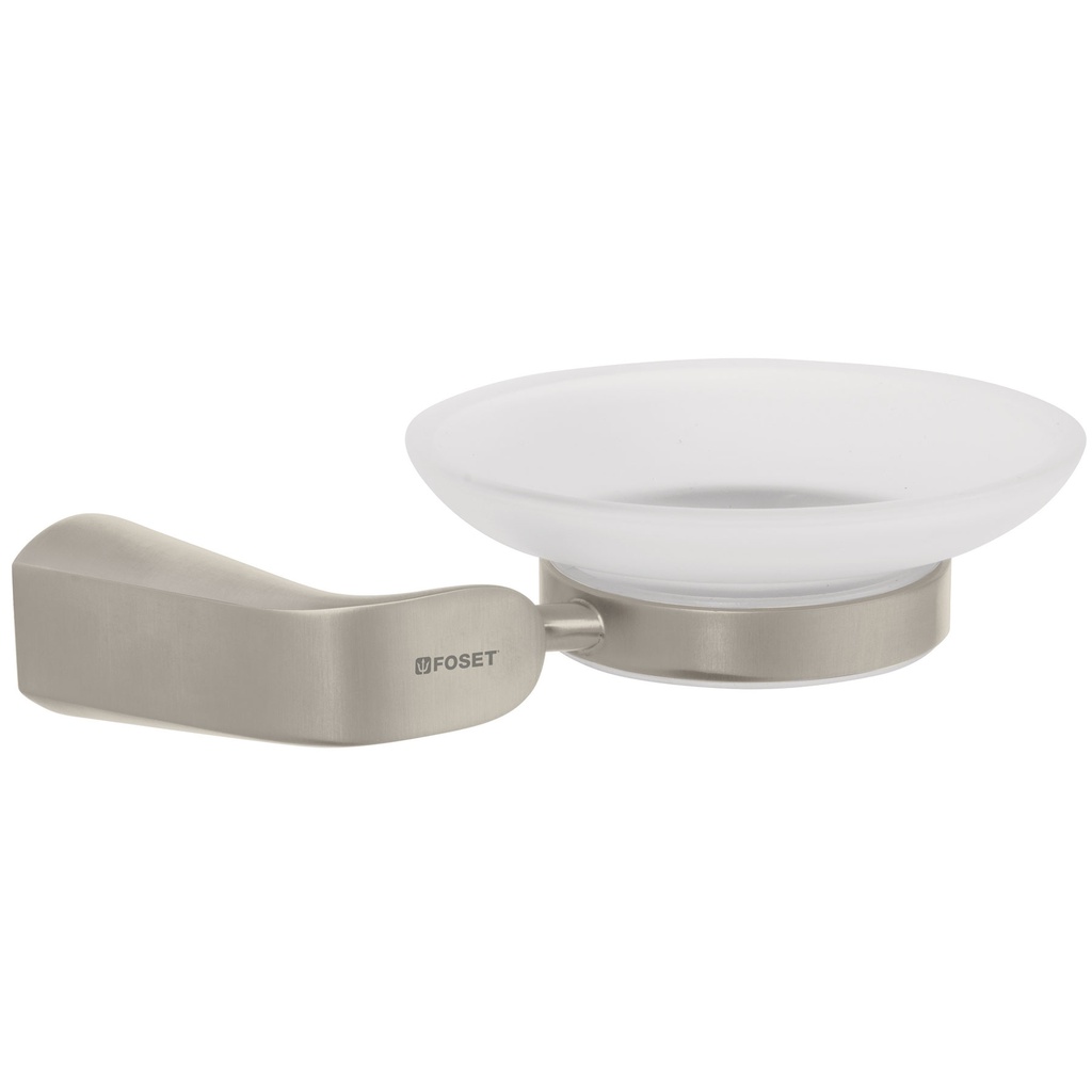 Jabonera de laton acabado satin con plato de vidrio, Riviera