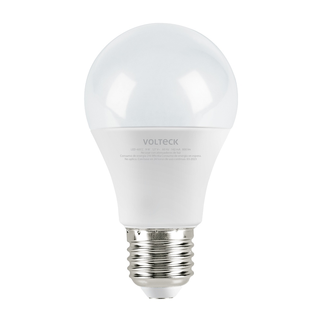Lampara LED A19 9 W (equiv. 60 W), luz calida, caja, Volteck