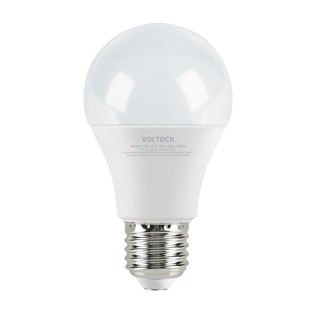 Lampara LED A19 12 W (equiv. 75 W), luz de dia, caja Volteck
