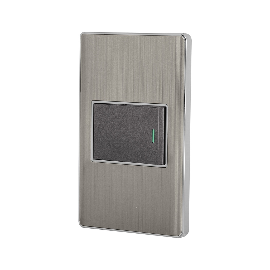 Placa armada acero 1 interruptor de 3 vias 1.5 mod, Lisboa