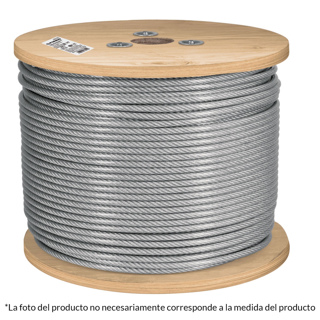 Metro cable flexible 3/32' acero 7x19 recubierto PVC, 300 m