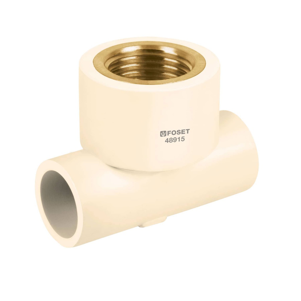 Tee reducida hembra de CPVC 3/4' x 3/4' x 1/2' inserto laton