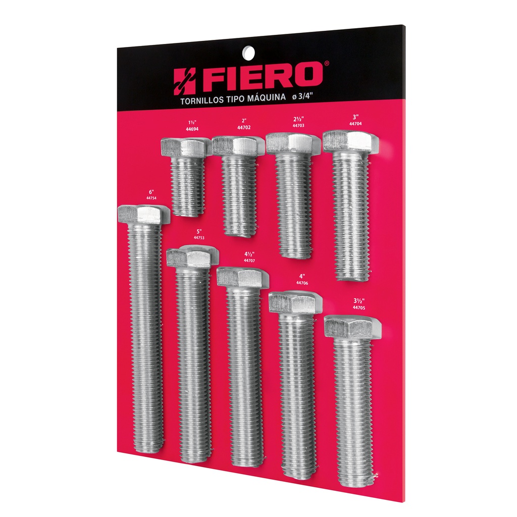 Exhibidor Fiero con tornillos tipo maquina, 3/4'