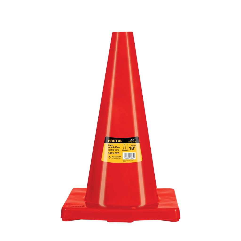 Cono de precaucion de 45 cm de PVC, Pretul