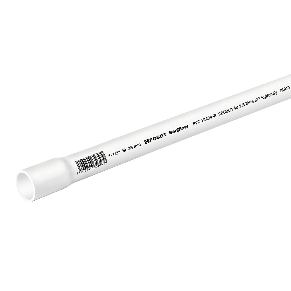Tubo de 1-1/2' de PVC hidraulico cedula 40, de 3 m, Foset