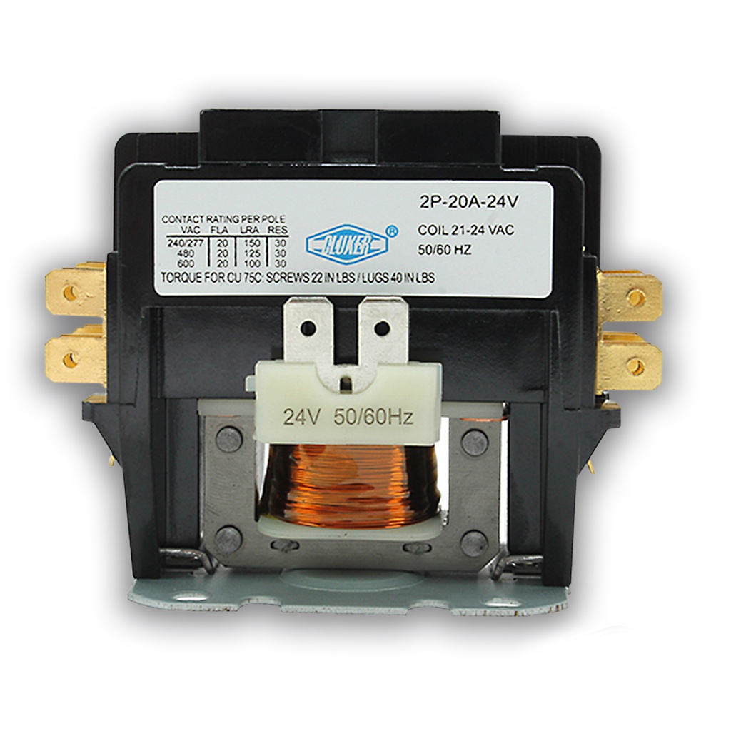 1 Contactor 2 Polos 20amps, Bobina 21-24vac, 50/60hz