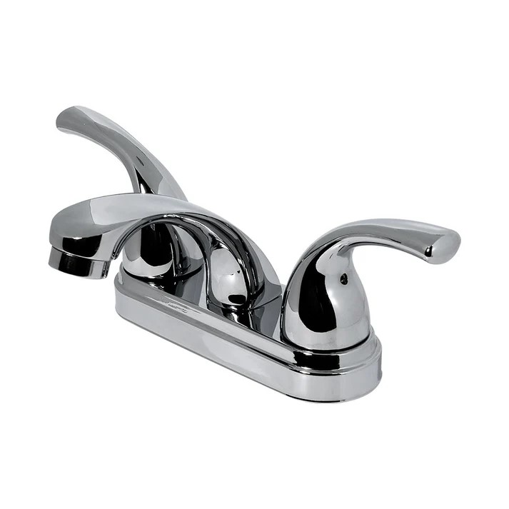 MEZCLADORA  P/LAVABO DE 10CM C/CHAPETON CIERRE 90ﾰ C/CERAMICO CROM
