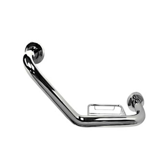 BARRA DE SEGURIDAD ANGULAR CON JABONERA DE ACERO INOX.