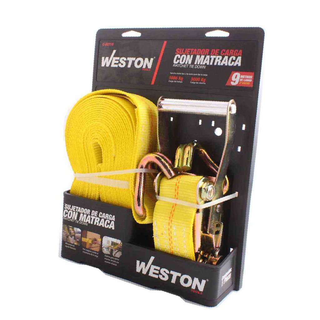 SUJETACARGAS CON MATRACA 2" X 9M