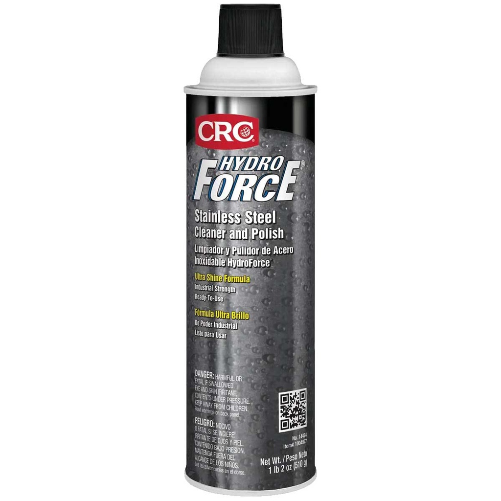 LIMPIADOR Y PULIDOR DE ACERO INOXIDABLE HYDROFORCE® AEROSOL (510g) (CAJA C/12 PZAS - PRECIO X PIEZA)