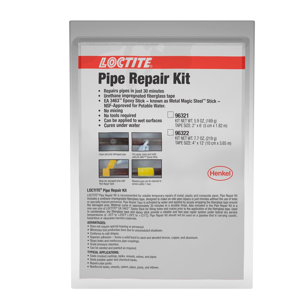 LOCTITE KIT PARA REPARACION DE TUBERIAS 2" x 6"