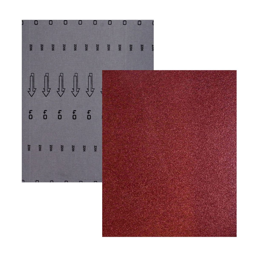 HOJA DE LIJA RESPALDO DE TELA OXIDO DE ALUMINIO 9" X 11" G040(Precio x pieza - Empaque c/25 pzas)