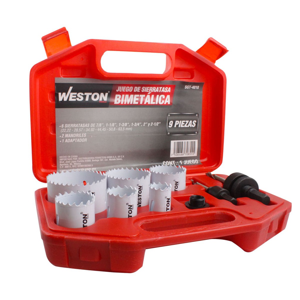 JUEGO D/BROCASIERRAS BIMETALICAS 9PZAS. (C/ESTUCHE PLASTICO)