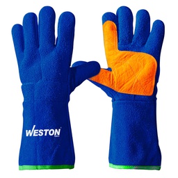 [ST-6-500-305-01] GUANTE SOLDADOR AZUL C/ REFUERZO DE PIEL EN PALMA, HILO KEVLAR (Precio x par - Empaque c/25 pares)