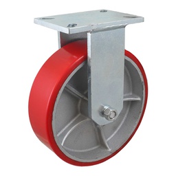 [Y-1001-250] RODAJA FIERRO VACIADO C/PU ROJA FIJA 10" X 3" (254*75MM)