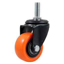 [Y-5045-075] RODAJA NARANJA PU GIR. C/ESPIGA ROSCADA 3"