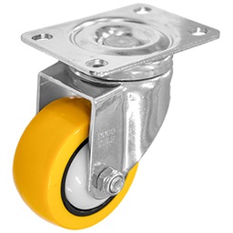 [ZF5284] RODAJA PU AMARILLO CROMADA GIRATORIA 3"