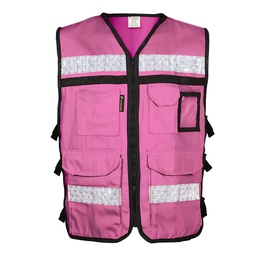 [SR-2020ROCR2XG] CHALECO RESCATISTA ABIERTO ROSA 100% ALGODON CON REFLEJANTE TALLA 2XG