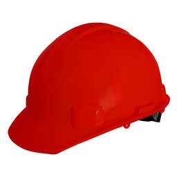 [ECO-2017RK] CASCO MATRACA ECOFRIENDLY TIPO 1, CLASE E, SUSP. PLASTICA/TEXTIL 6 PUNTOS ROJO