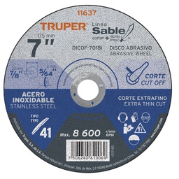 [11637] Disco Tipo 41 de 7' x 1.8 mm corte fino acero inox, Sable