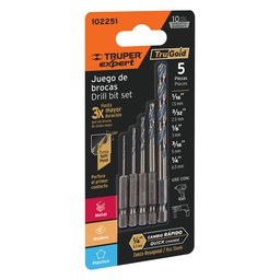 [102251] Juego de 5 brocas HSS para metal zanco cambio rapido, Expert