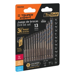 [102252] Juego de 13 brocas HSS p/metal zanco cambio rapido, Expert