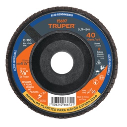[15697] Disco 4-1/2' laminado respaldo plastico grano 40 centro 7/8'
