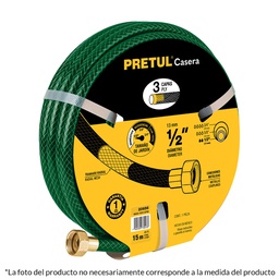[20657] Manguera 1/2' reforzada 3 capas conexiones metal 10m, Pretul