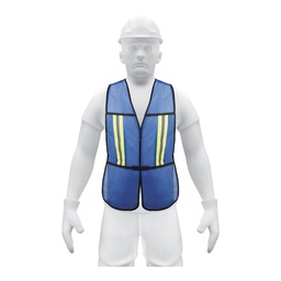 [21027] Chaleco de seguridad con cintas reflejantes, azul, Pretul