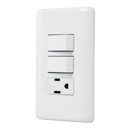 [25081] Placa armada con contacto y 2 interruptores sencillos, Basic