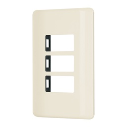 [27233] Placa 3 modulos, marfil, linea Volteck Basic