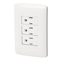 [46458] Placa armada 3 contactos aterrizados, blanco, linea Italiana