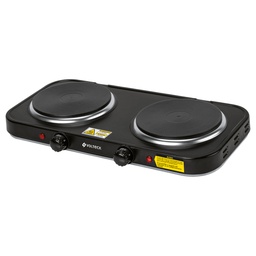[47553] Parrilla electrica 2 quemadores de disco, negra, Volteck