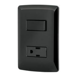 [47591] Placa armada contacto e interruptor, negro, linea Italiana