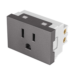[47828] Contacto aterrizado acero inox de 1.5 modulos, linea Lisboa