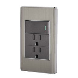 [47848] Placa armada acero interruptor y 2 contactos 1 mod, Lisboa