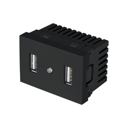 [47882] Toma con 2 puertos USB negro de 1.5 modulos, linea Lisboa
